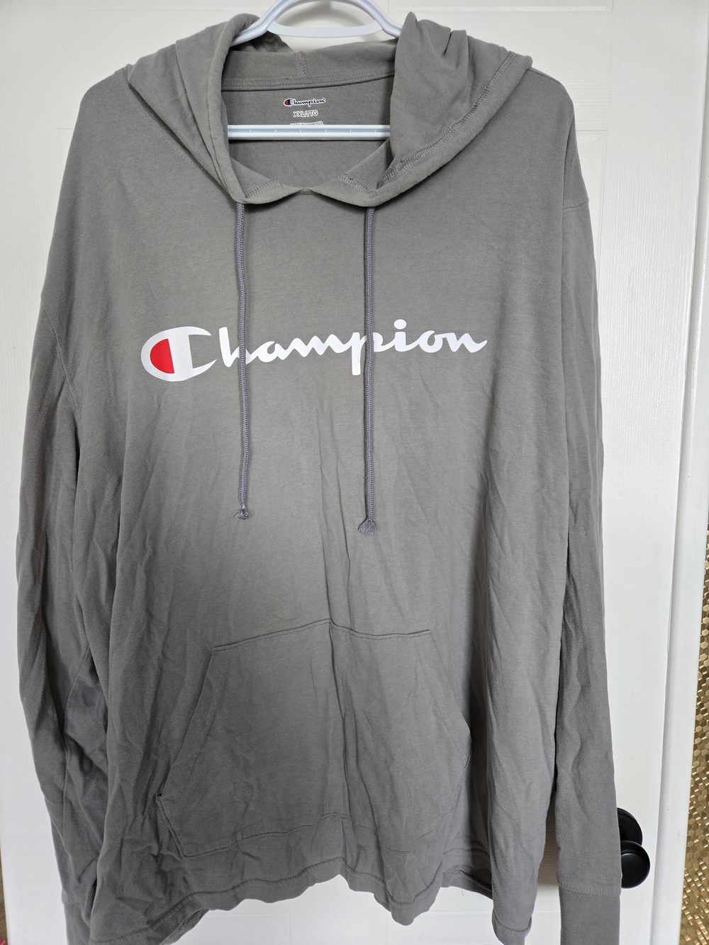 Champion Gray Pullover Hoodie with Script Logo